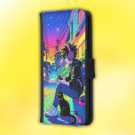 Coque Avec Portefeuille Pour Galaxy S5 Joueur d'Anime avec chat noir |<br><div class="desc">Joueur d'anime coloré assis avec son chat prêt pour le jeu de niveau suivant. Étui portefeuille.</div>