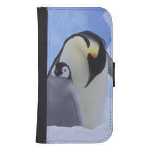 Coque Avec Portefeuille Pour Galaxy S4 L'Antarctique. Pingouins et poussin d'empereur