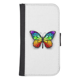 Coque Avec Portefeuille Pour Galaxy S4 Monarque papillon arc-en-ciel