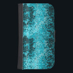 Coque Avec Portefeuille Pour Galaxy S4 Motif géométrique en mosaïque turquoise<br><div class="desc">Séquence métallique brillante populaire look de tonalités turquoise disco parties scintillant. La boule disco des années 70 est miroitante avec le bling et scintille.</div>