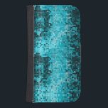 Coque Avec Portefeuille Pour Galaxy S4 Motif géométrique en mosaïque turquoise<br><div class="desc">Séquence métallique brillante populaire look de tonalités turquoise disco parties scintillant. La boule disco des années 70 est miroitante avec le bling et scintille.</div>