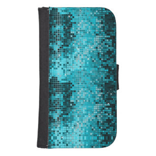 Coque Avec Portefeuille Pour Galaxy S4 Motif géométrique en mosaïque turquoise