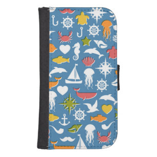 Coque Avec Portefeuille Pour Galaxy S4 Motif marin de symboles