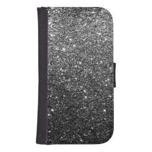 Coque Avec Portefeuille Pour Galaxy S4 Parties scintillantes élégantes de noir de Faux