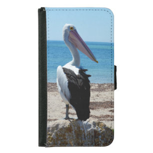 Coque Avec Portefeuille Pour Galaxy S5 Pelican On Beach Rock