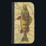 Coque Avec Portefeuille Pour Galaxy S4 Perle jaune sur la carte<br><div class="desc">Cette impression illustre une image artistique d'un poisson perché jaune. L'arrière - plan affiche une carte géographique vintage dans les tons beiges clairs. Le cadre marron ressemble à un motif en bois ancien avec des fleurs jaune-rouge aux bords. Un grand ajout à votre collection de pêche !</div>