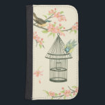 Coque Avec Portefeuille Pour Galaxy S4 Petits oiseaux perchés sur une branche et sur une<br><div class="desc">Nancy Slocum's a peint de nombreux oiseaux au cours des années. Cette image représente deux petits oiseaux bleus et jaunes perchés sur une branche entourés de fleurs roses et qui ont l'air curieux d'une cage d'oiseaux. Obtenez cette oeuvre d'art ornithologique cool sur votre produit Zazzle dès aujourd'hui.</div>