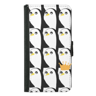 Coque Avec Portefeuille Pour Galaxy S5 Pingouin comique : noir blanc Vintage