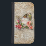 Coque Avec Portefeuille Pour Galaxy S4 Rose Damas Vintage personnalisé<br><div class="desc">Un design romantique d'inspiration vintage avec un espace de personnalisation entouré de fleurs ornées, d'oiseaux et de luxuriants sprays de roses sur un arrière - plan damassé en détresse. Note : Sculpté, gravé, gaufré et les effets dimensionnels, l'aspect stratifié, vieilli ou érodé, les textures et les ombres réalisées numériquement. Le...</div>