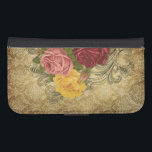 Coque Avec Portefeuille Pour Galaxy S4 Roses vintages sur Gold Damask<br><div class="desc">Roses élégantes rouges,  roses et jaunes avec des tourbillons gravés sur un arrière - plan damassé doré richement détaillé.</div>