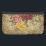 Coque Avec Portefeuille Pour Galaxy S4 Roses vintages sur Gold Damask<br><div class="desc">Roses élégantes rouges,  roses et jaunes avec des tourbillons gravés sur un arrière - plan damassé doré richement détaillé.</div>