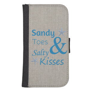 Coque Avec Portefeuille Pour Galaxy S4 Sandy Toits et Salty Kisses Beach Life Citation