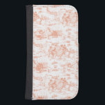 Coque Avec Portefeuille Pour Galaxy S4 Toile vintage rose française<br><div class="desc">Charming traditional graved country scene depicted in peach on white background.</div>