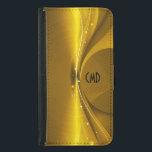 Coque Avec Portefeuille Pour Galaxy S5 Tons d'or métallique Imprimer en acier inoxydable<br><div class="desc">Tons d'or métallique imprimé,  brillant en acier inoxydable look motif avec personnalisation et optionnel monogramme/nom. Simple et élégant. Le design est disponible sur d'autres produits.</div>