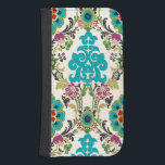 Coque Avec Portefeuille Pour Galaxy S4 Turquoise florale de prune de motifs de damassé<br><div class="desc">Les motifs floraux de turquoise,  de prune,  verts et pourpres se réunissent sur un arrière - plan blanc pour apporter cette copie de damassé de juin Bruyère Vess à la vie. Travaux comme cadeau pour vous-même,  un ami,  ou un membre de la famille.</div>