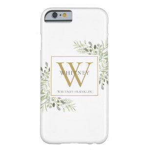 Coque Barely There iPhone 6 Élégant Monogramme Or Verdure