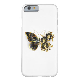 Coque Barely There iPhone 6 Gold flower Butterfly with Black Orchid