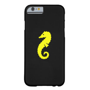 Coque Barely There iPhone 6 Hippocampe jaune-sur-noir