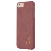 Coque Barely There iPhone 6 Plus Monogramme floral marsala Vin et or (Dos gauche)
