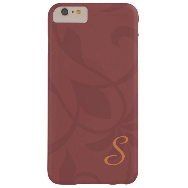 Coque Barely There iPhone 6 Plus Monogramme floral marsala Vin et or (Dos)