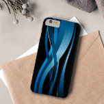 Coque Barely There iPhone 6 Plus Motif Abstrait moderne Blue Wave<br><div class="desc">Un design abstrait moderne avec un motif à ondes rubéolées bleues contre un arrière - plan noir. Vous pouvez changer l'arrière - plan noir en couleur de votre choix en sélectionnant "Customiser" et en sélectionnant une autre couleur arrière - plan dans un large éventail de choix de couleurs disponibles. Cette...</div>