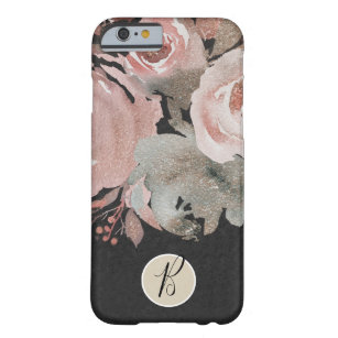 Coque Barely There iPhone 6 Rose Rose Glitter Roses Dark Floral Glam Elegant