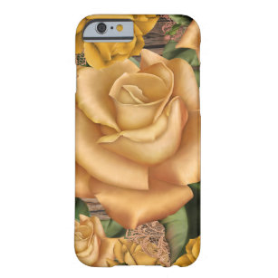 Coque Barely There iPhone 6 Roses Jaunes & Pays Bois Rustique Chic Chic