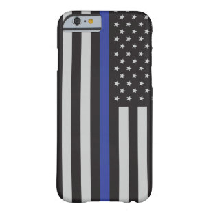 Coque Barely There iPhone 6 Soutenez le drapeau américain de la ligne bleue mi
