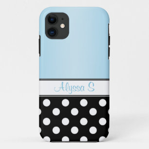 Coque Black Polka Dot Blue iPhone 5