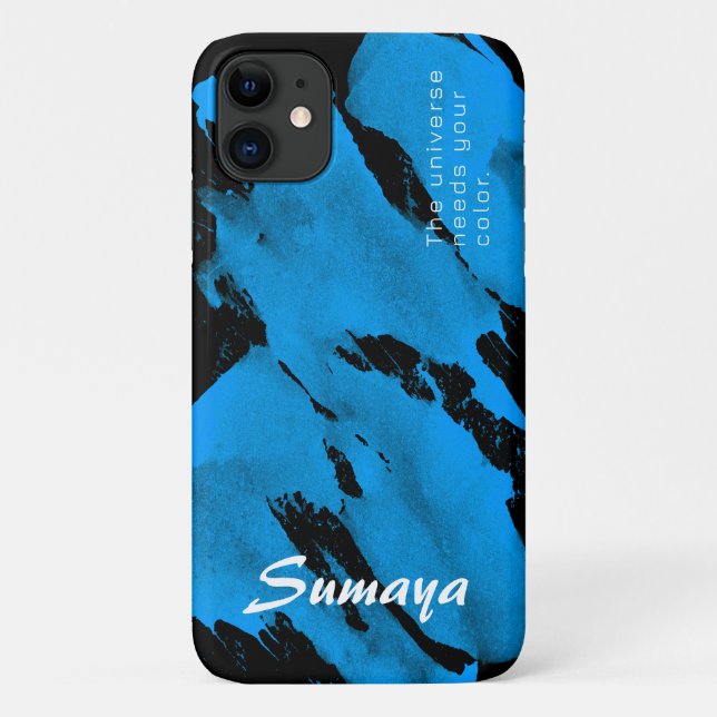 Coque Brushy Black & Blue iPhone 11 | Personnalisa (Dos)