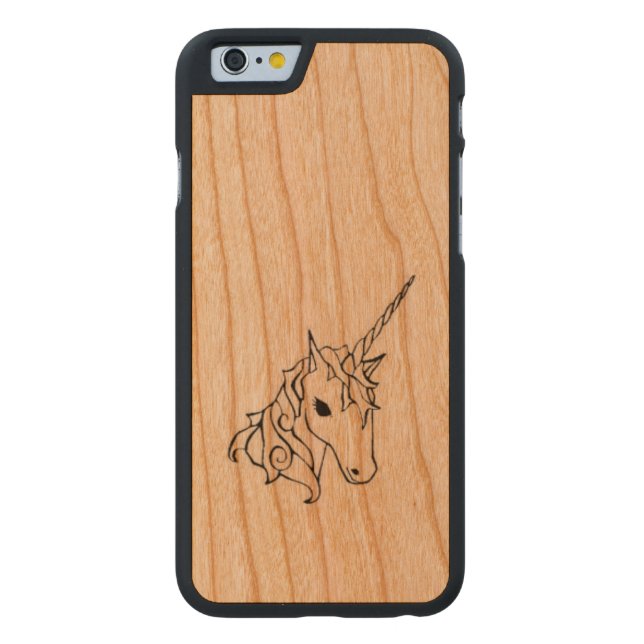 Coque Carved En Bois Pour iPhone cas de la licorne iphone6 (Dos)