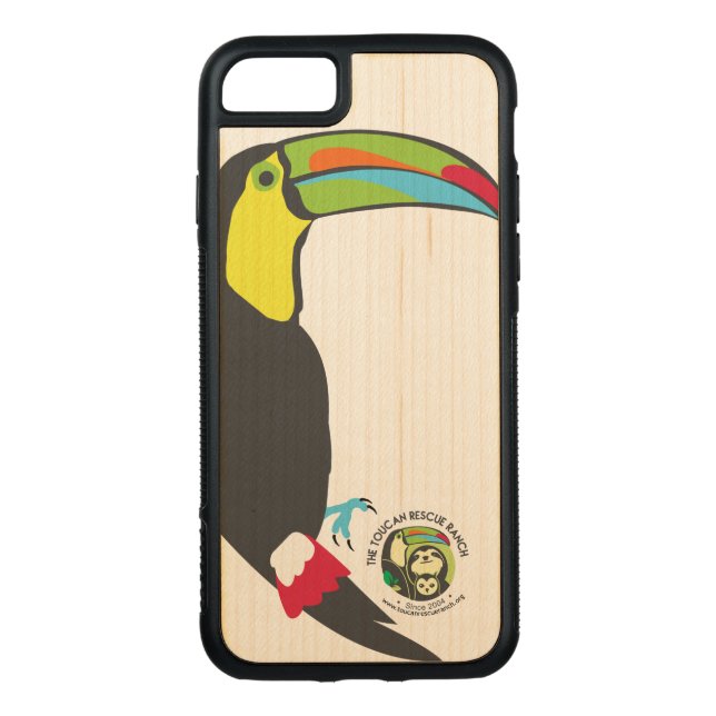 Coque Carved En Bois Pour iPhone Cas en bois de téléphone de toucan (Dos)