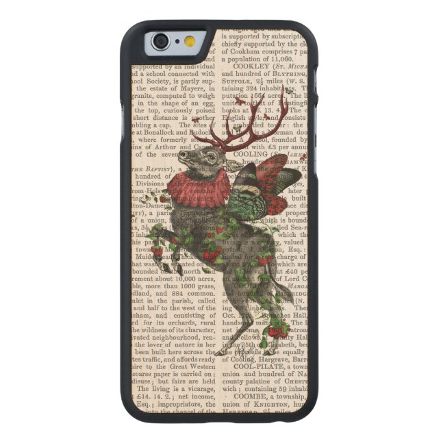 Coque Carved En Bois Pour iPhone Cerf aux fraises (Dos)