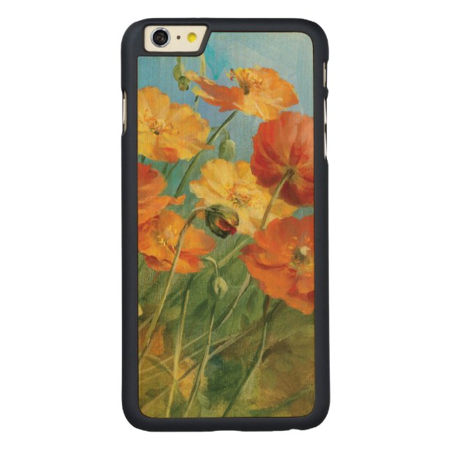 Coque Carved En Bois Pour iPhone Champ floral d'été (Dos)
