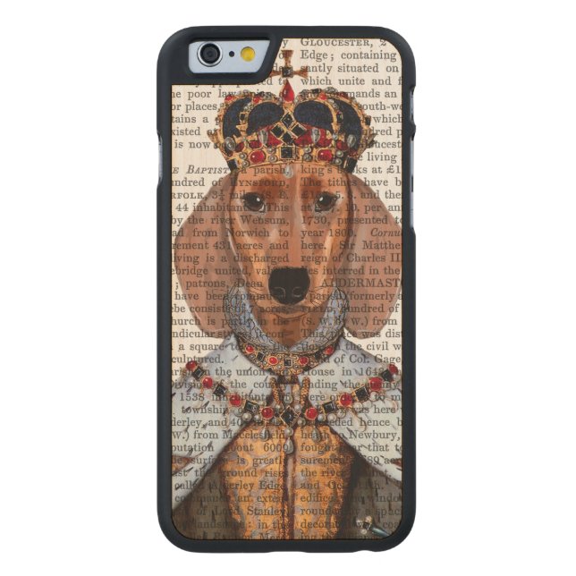 Coque Carved En Bois Pour iPhone Dachshund Queen 2 (Dos)