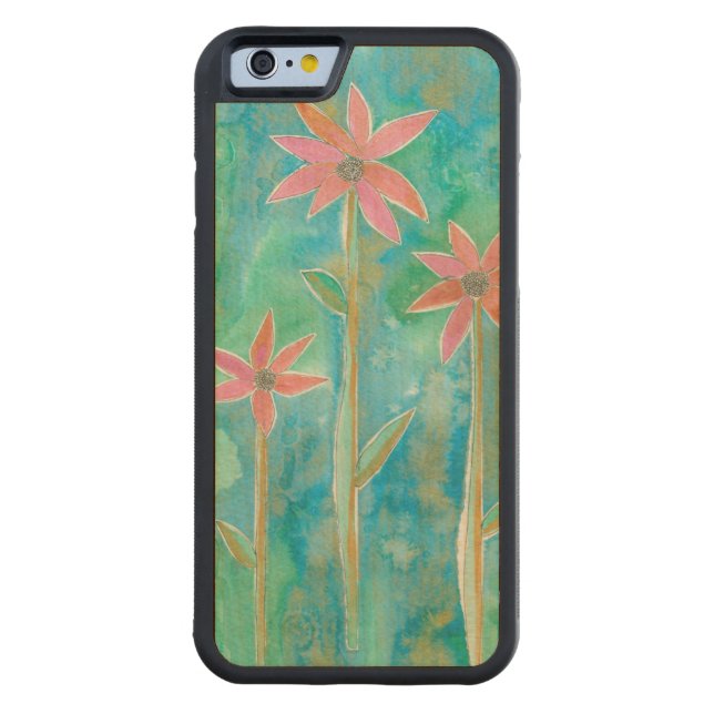 Coque Carved En Bois Pour iPhone Dainty Daisies III (Dos)