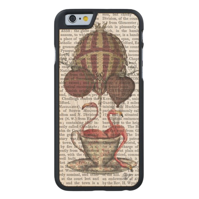 Coque Carved En Bois Pour iPhone Flamants roses en Teacup (Dos)