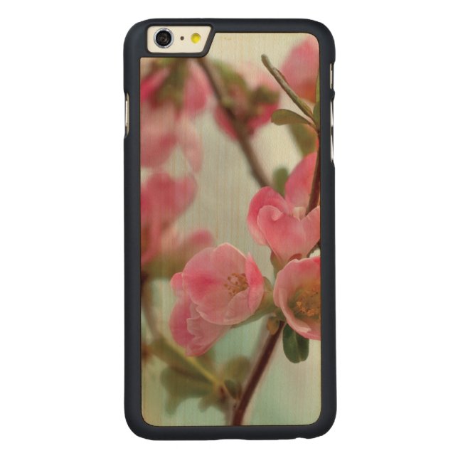 Coque Carved En Bois Pour iPhone Fleurs de coing (Dos)