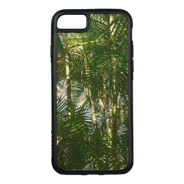 Coque Carved En Bois Pour iPhone Forêt de palmiers Vert tropical (Dos)