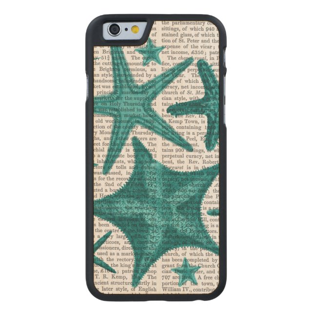 Coque Carved En Bois Pour iPhone Green Starfish Collection 2 (Dos)