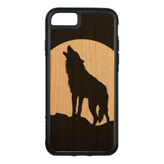 Coque En Bois iPhone 7 Howling loup silhouette bois iPhone 6