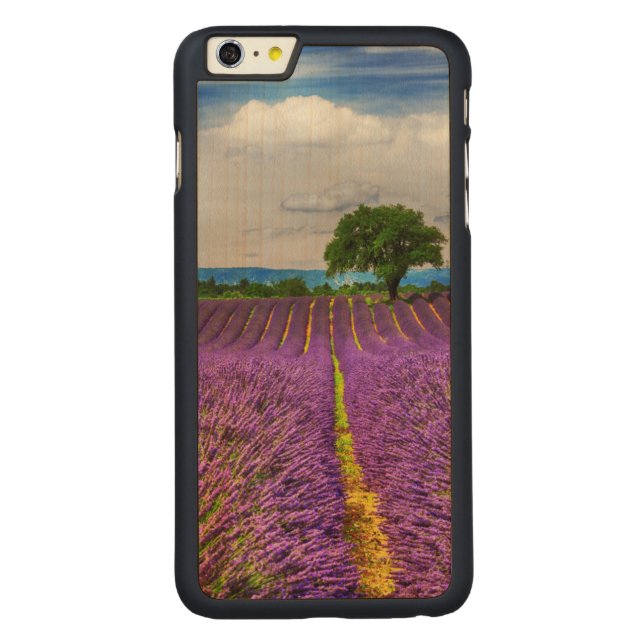 Coque Carved En Bois Pour iPhone Lavender Field pittoresque, France (Dos)