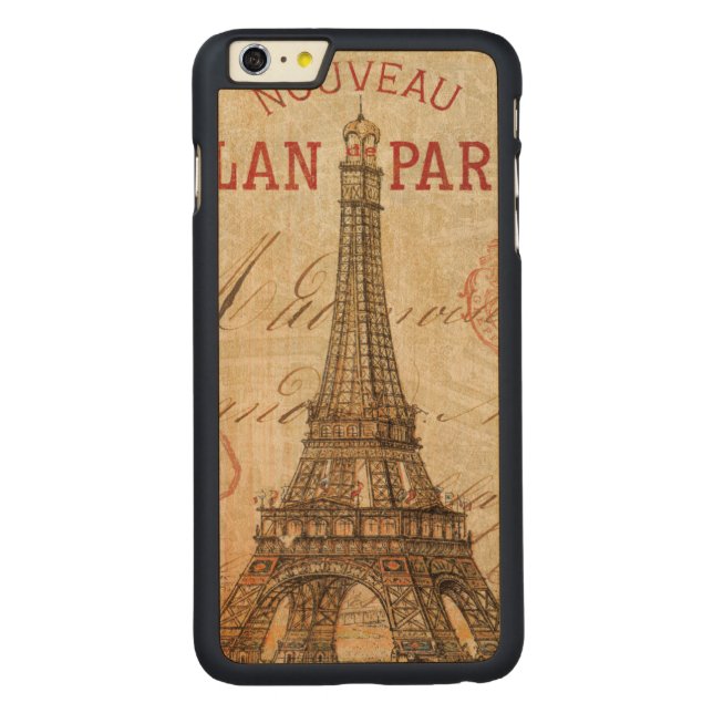 Coque Carved En Bois Pour iPhone Lettre de Paris (Dos)