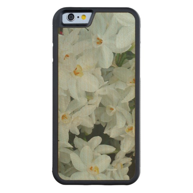 Coque Carved En Bois Pour iPhone Paperwhite Narcissus Fleurs blanches délicates (Dos)