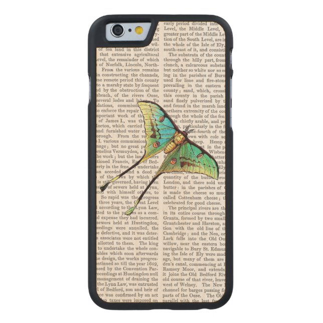 Coque Carved En Bois Pour iPhone Papillon 2 (Dos)
