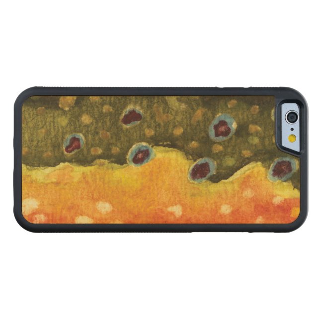 Coque Carved En Bois Pour iPhone Pêche à la mouche (Devant (horizontal))