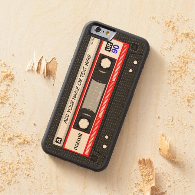 Coque Carved En Bois Pour iPhone Rétro enregistreur à cassettes drôle de musique (In Situ)
