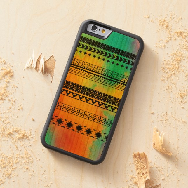 Coque Carved En Bois Pour iPhone Teignez en nouant le motif tribal (In Situ)