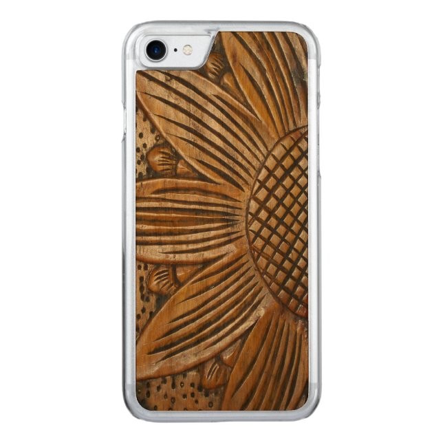 Coque Carved En Bois Pour iPhone Tournesol en bois ImpriméMD Bois (Dos)
