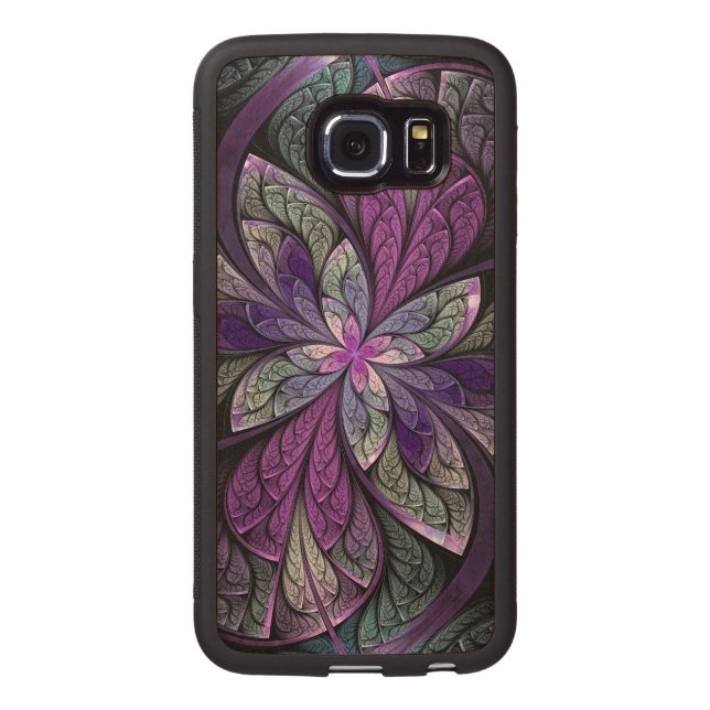 Coque Carved En Bois Pour Samsung Galaxy S6 Edge La Chanteuse Violett (Dos)